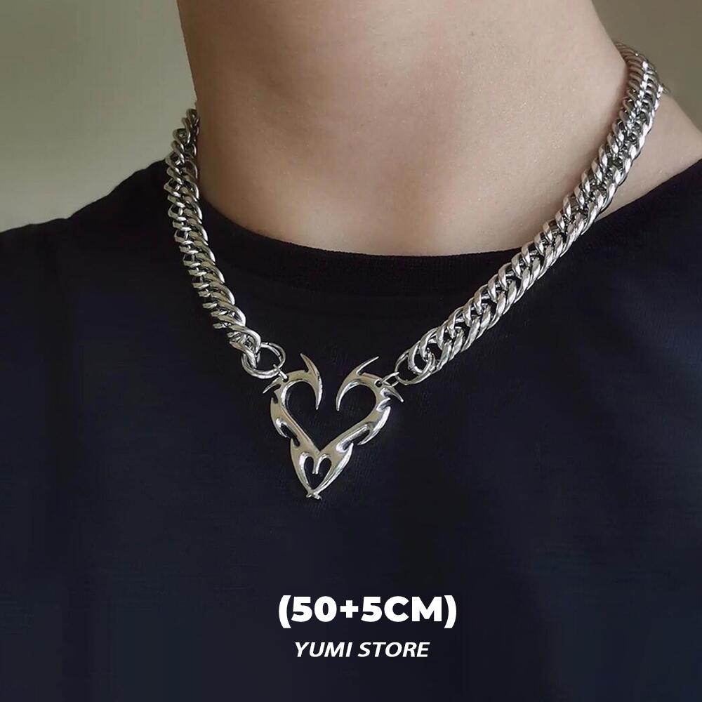 Hip Hop Thorn Heart Choker Necklace For Man Titanium Steel Chain Pendant Necklace Unisex  Street Accessories Wholesale