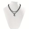 Retro gotický náhrdelník s umělým křišťálovým měsícem - Černé šperky ve stylu vintage pro ženy Párty oblíbené doplňky gotické módy