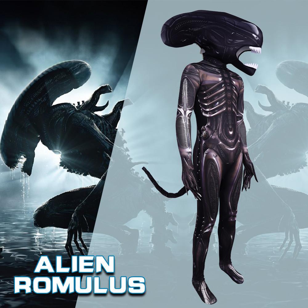 Romulus Alien Cosplay Costume Jumpsuits Headwear Stage Halloween Performance