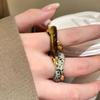 Fashion Double Layers Spotted Natural Stone Metal Round Circle Cocktail Rings For Women Gold Plated Alloy Finger Ring Gifts
