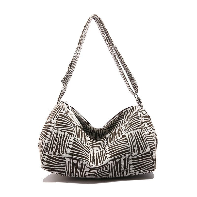 Fashion striped tote bag women's new large-capacity underarm bag student versatile shoulder messenger bag