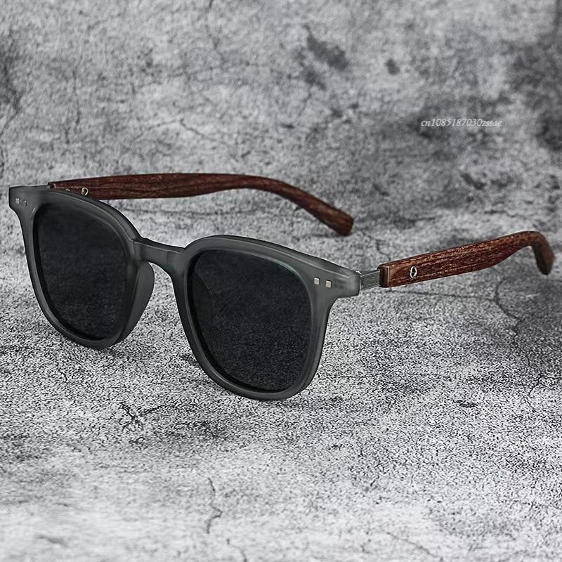Trendy Wood Grain Sunglasses for Women Men Square Frame UV Protection Cycling Outdoor Street Fashion