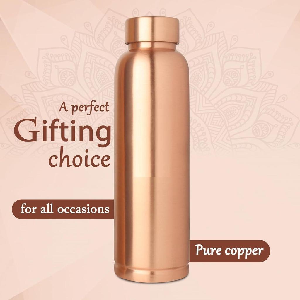 Copper Bottles for Water with Leakproof Lid | Ayurvedic Pure Copper Vessel For Drinking 100% Pure Copper Bottle