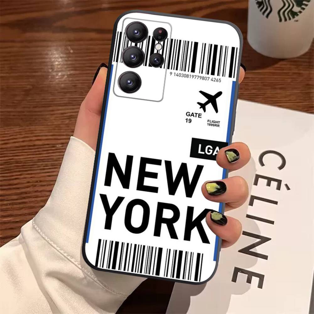 Funny World City Tourist Ticket Label Case For Samsung Galaxy Case S25 S23 S22 S21 S30 S20 S10 Ultra Plus FE TPU Soft Cover
