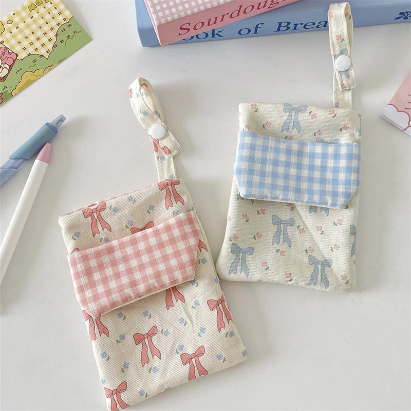 Cute Bowknot Floral Nurse Pencil Case Storage Bag Chest Pocket Large Capacity Handbag Women Portable Double-Layer Pen Bag Gifts
