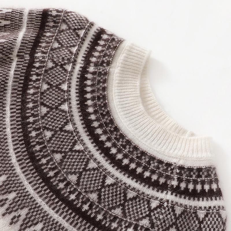 Lekasha Unisex Cashmere Fair Isle Jacquard Pullover for Autumn/Winter