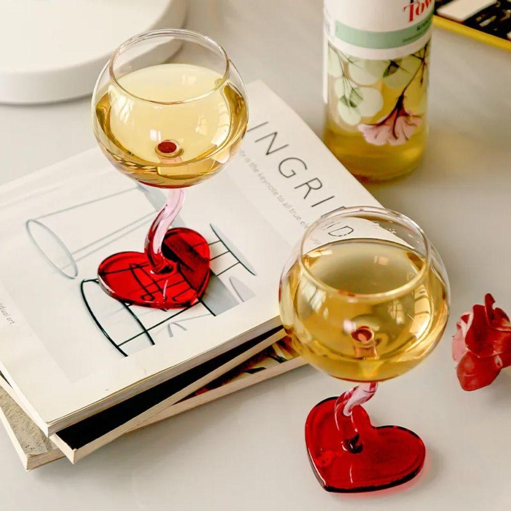 

Goblet Heart Bottom Wine Glasses Colorful Champagne Cup Red Wine Red Wine Glass Goblet Home Decor