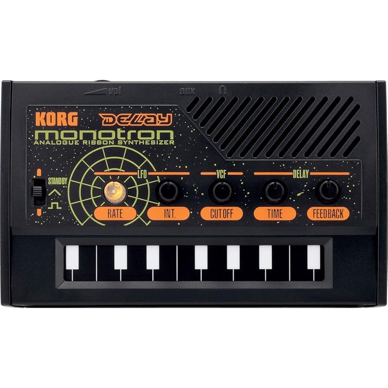 KORG Monotron Delay Analog Synthesizer, Palm-Sized, Simple Layout, Ideal for Beginners, Built-in Speaker, Headphone Compatible, Compact Size for Use