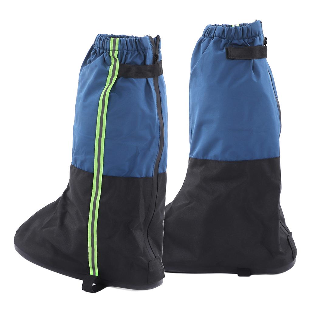 A Pair Shoes Cover Boots Gaiters Blue Waterproof Antiskid Boots Gaiter with Reflective Strip for Hiking Size L