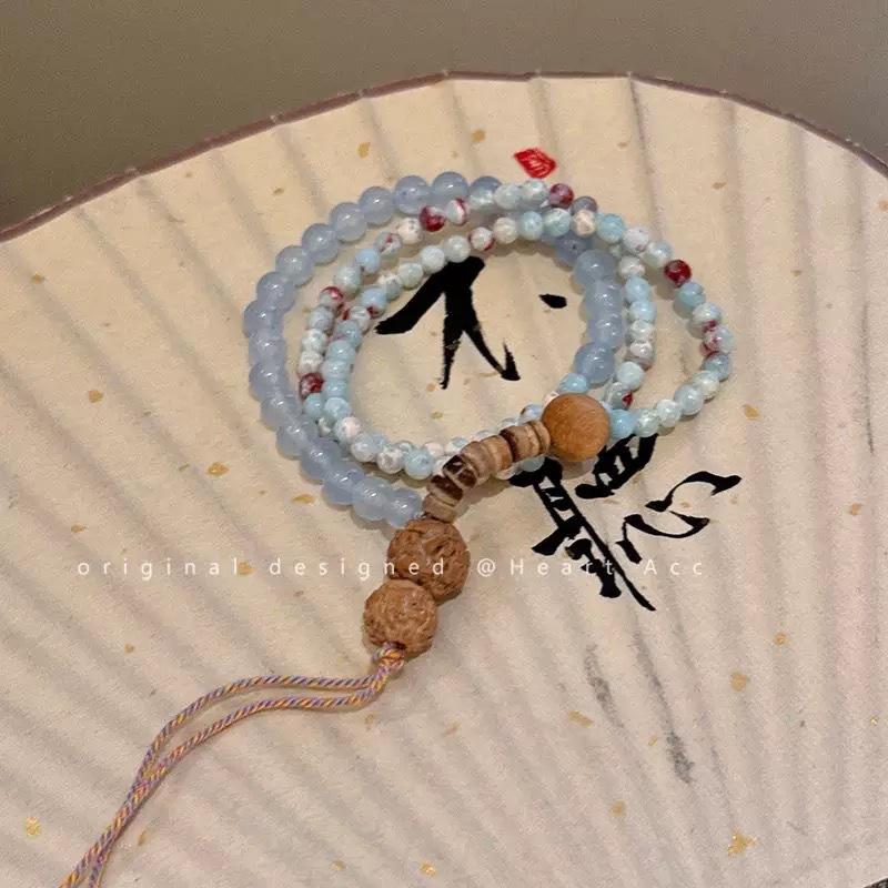 Zen Antique Bow Double-layer Glazed Beaded Bracelet Female New Chinese Super Fairy Sweet Simple Student Hand