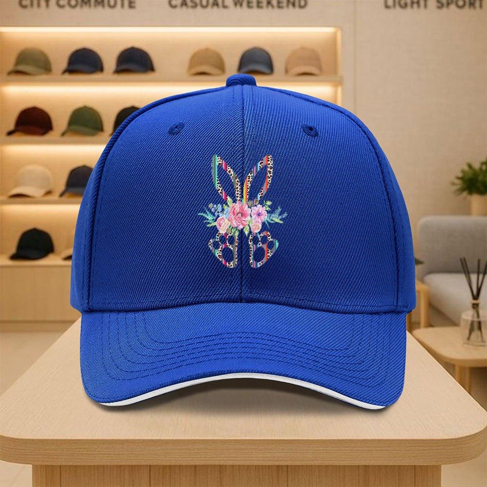 Floral Leopard Bunny Easter Baseball Cap Polyester Lightweight Outdoor Casual Unisex Cap