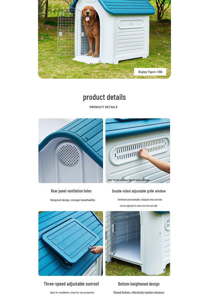 Xinding Rainproof & Windproof Outdoor Plastic Dog Kennel - Winter Dog House for Medium to Large Dogs