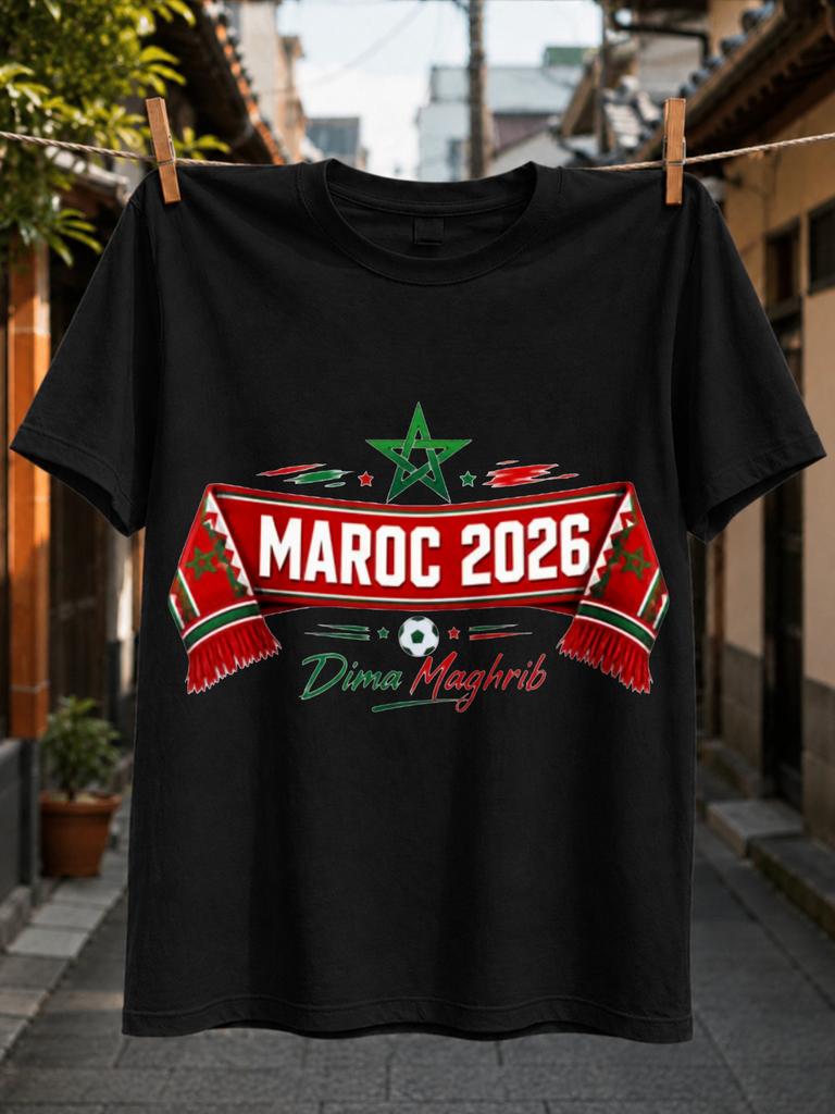 Maroc 2026 Dima Maghrib Soccermoroccan Wrap Green Star Football And Red Green National Pride Unisex All TShirt