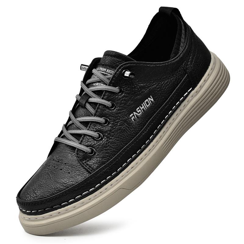 

Мода 2024 года, дышащая мужская обувь для скейтбординга, мужские универсальные удобные кожаные кроссовки, классические низкие новые мужские туфли, повседневная обувь 44 чёрный