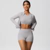 Tight Naked Feeling Brushed Yoga Suit, Quick Drying Breathable Sports Set, Outdoor Leisure Running Fitness Three Piece Set For Women