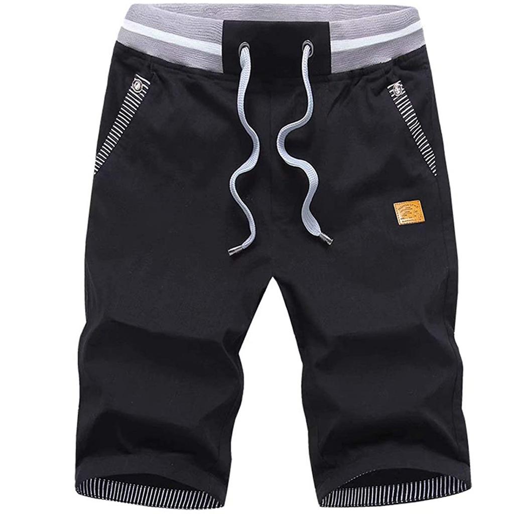 Pantaloni Corti Casual Versatili da Uomo alla Moda con Tasche e Cuciture Lente