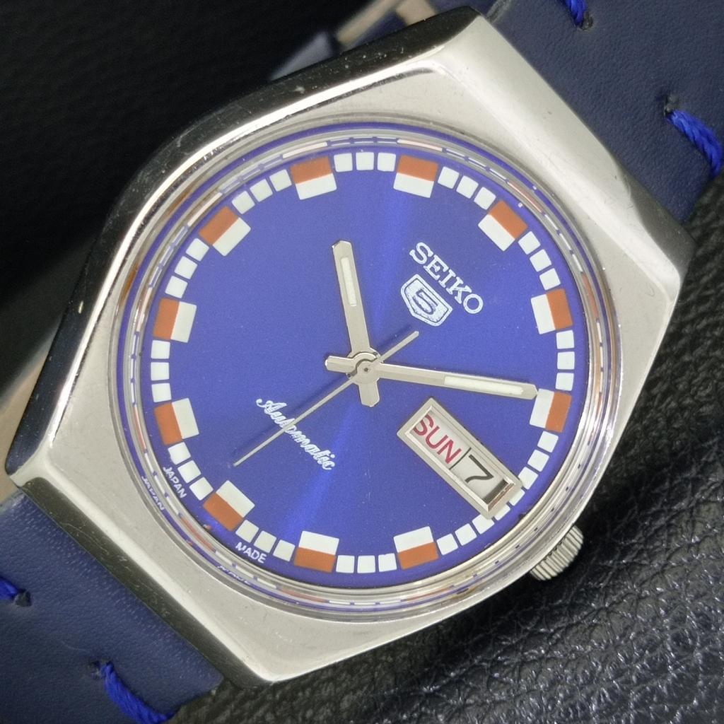 

VINTAGE SEIKO 5 AUTOMATIC 6309A JAPAN MENS BLUE COLOR DIAL WATCH a701224-5 R206a-a701224
