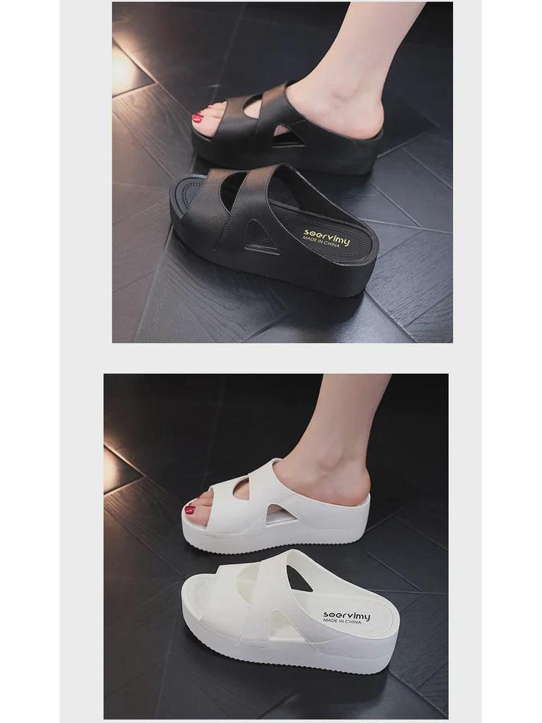 Damen Keilabsatz Slipper Sandalen - Sommermode, Dicke Rutschfeste Sohle