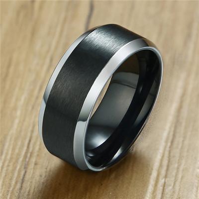 Silver Color Wedding Ring for Men 316L Stainless Steel Black Color Anillos Hombre Engagement Accessories