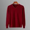 2024 Men's V-neck Solid Color Wool Knit Pullover Sweater
