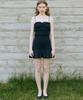LADY VOLUME Frill Smoked Mini Dress (Black)