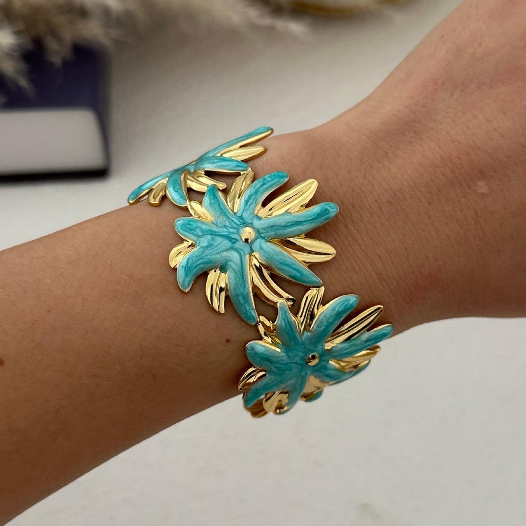 KMVEXO Blue Tones Y2K Vintage Imitation Enamel Irregular Geometry Open Bangle Women Bracelet Jewelry Man Trendy Party Aesthetic