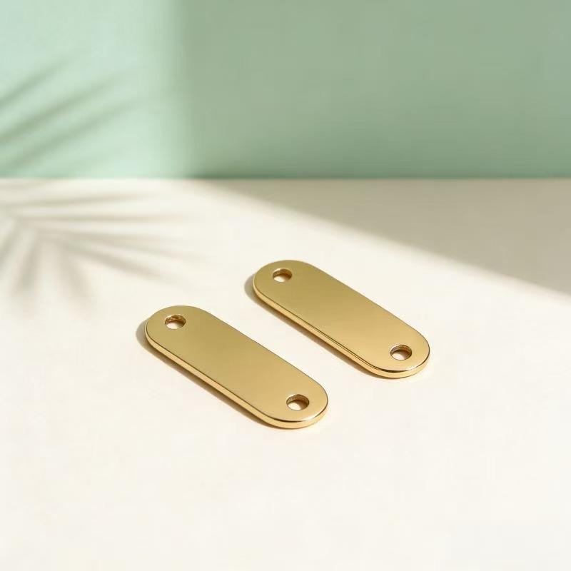 Stainless Steel Oval Pendant: Double Hole Small Titanium Jewelry Decoration