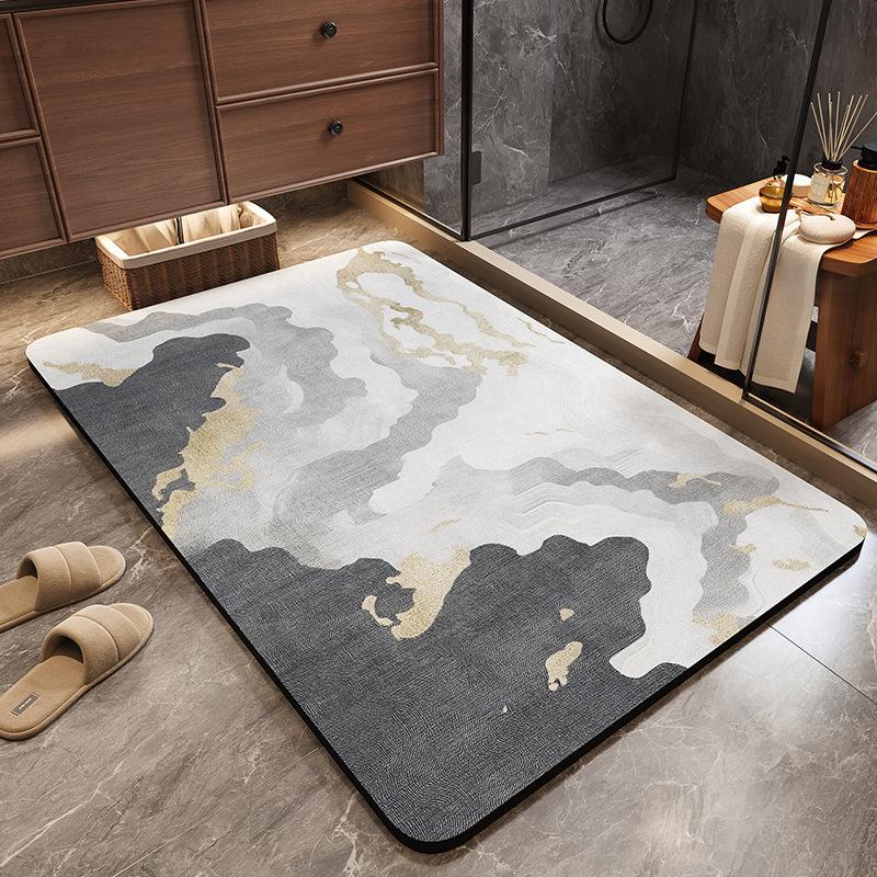 

Modern Simple Marble Texture Floor Mat Bathroom Strong Water Absorption Home Bathroom Quick Drying Non-Slip Carpet Floor Mat 50*80cm