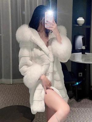 Winter New Light Imitation Fox Fur Thickened Coat Women's Long Gold Coat Cotton Coat