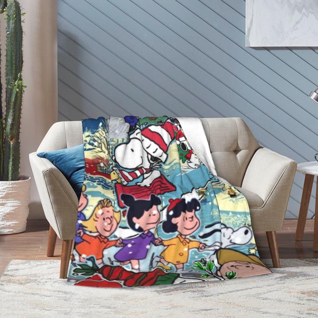 Snoopys boże narodzenie zima śnieg Akcesoria Koc Super Miękki Przytulny Koc Narzutowy do Łóżka 50x60 Calów Wielorozmiarowy Pokrowiec na Łóżko