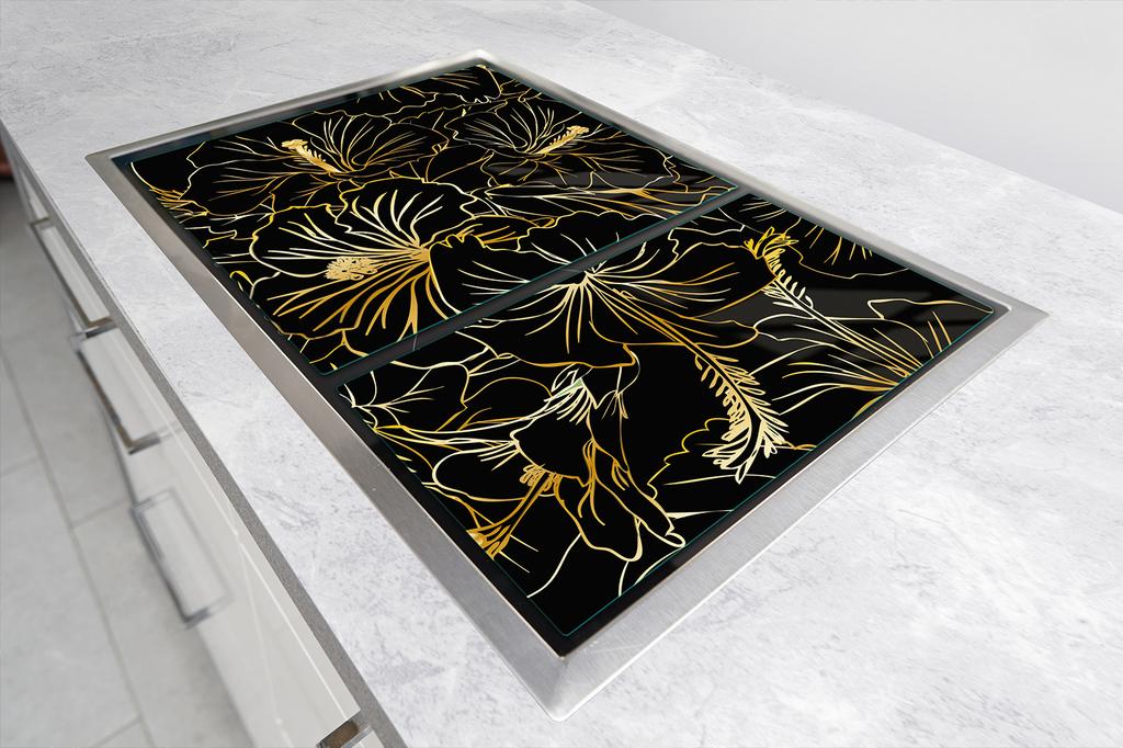 GLAS-KOCHFELDSCHUTZPLATTE 75x52 BLUMEN