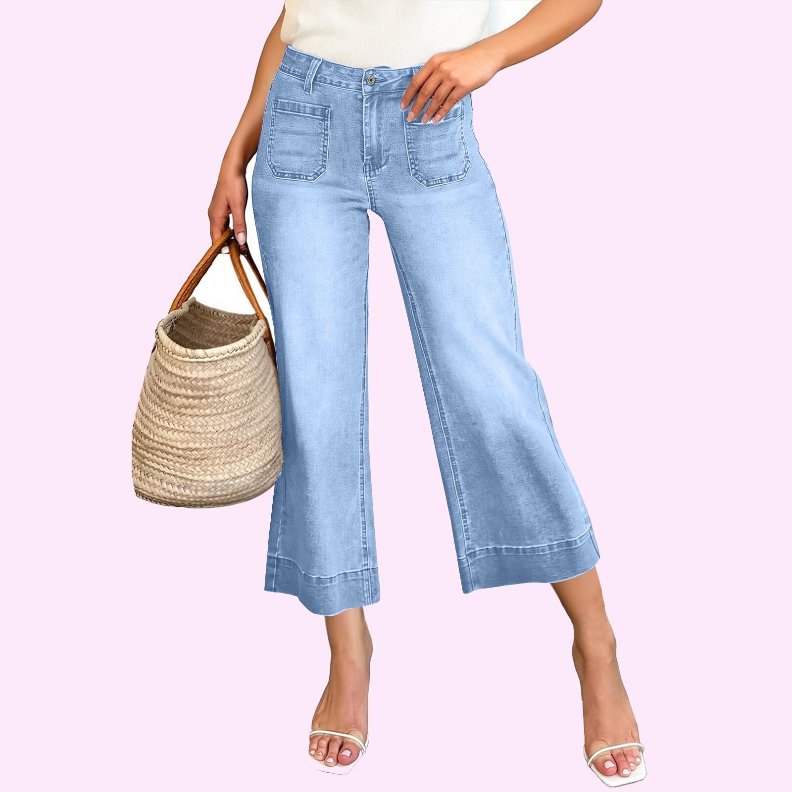 

Женские прямые брюки, модные повседневные брюки, брюки Harlan Nine Point XL светло-синий