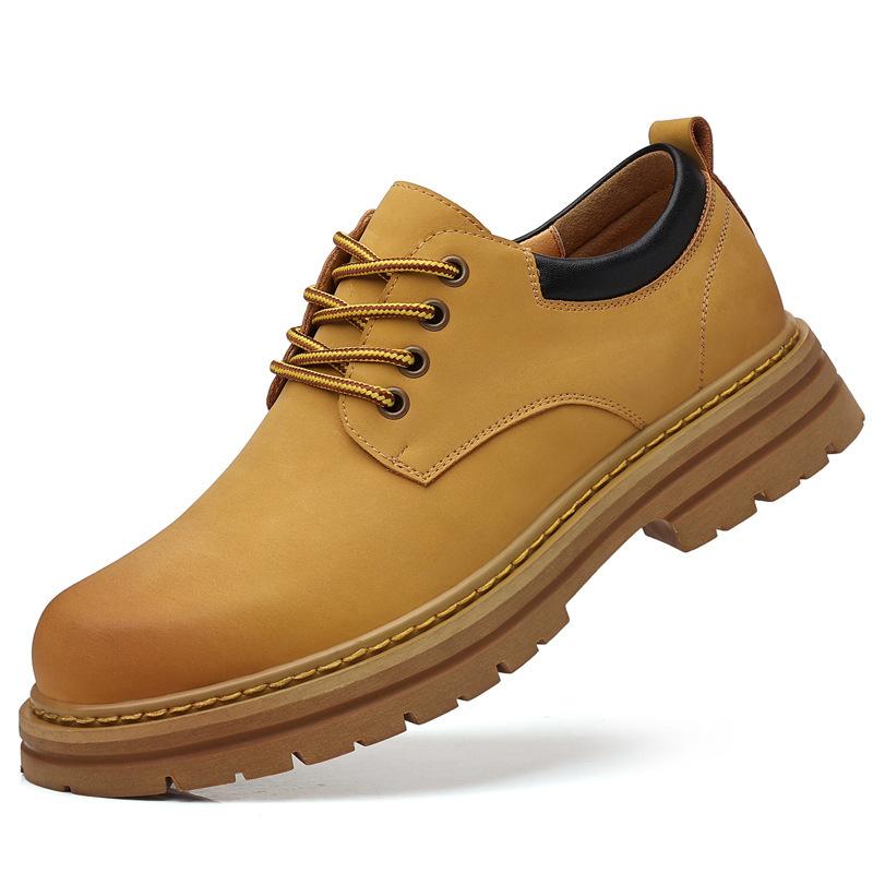 Youth Shoes Casual Soft Sole Outdoor Sports Men's Business Casual British Yellow Leather Men's Versatile Tooling Shoes Big Head Shoes