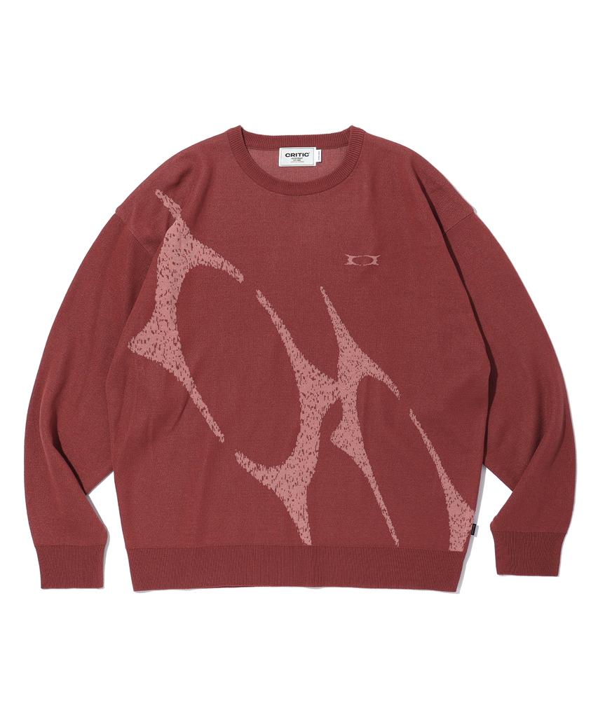 CRITIC Wormhole Logo Jacquard Knit Brick