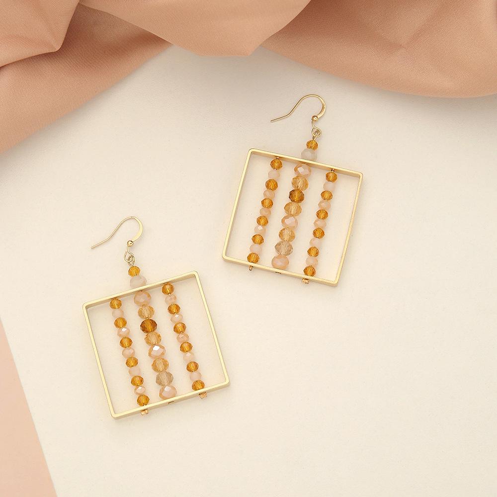 

Квадратные серьги с бисером в стиле колор-блок: Ручная работа, Ажурный дизайн для женщин золотой
