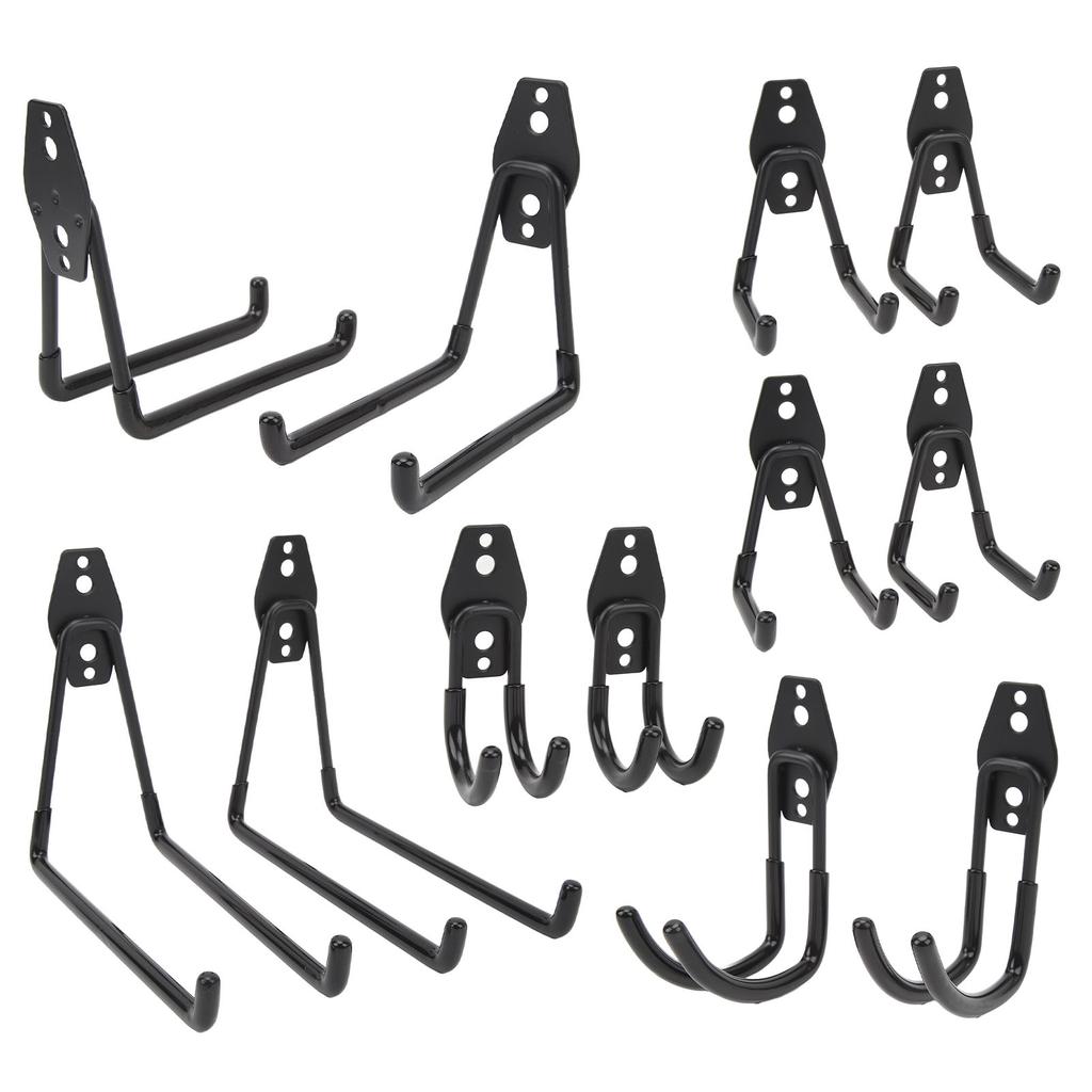 Heavy Duty Garage Hooks Metal Anti Slip Garage Hanger Utility Hooks for Power Tools Ladders Bulk Items Black 12PCS