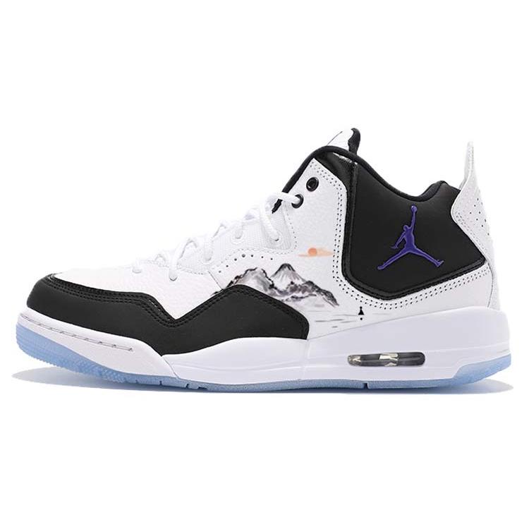 Jordan Courtside 23 Cushioning Slip Resistant Abrasion Resistant Low top Vintage Basketball Shoes Men's Black White AR1000-104(Team56-)