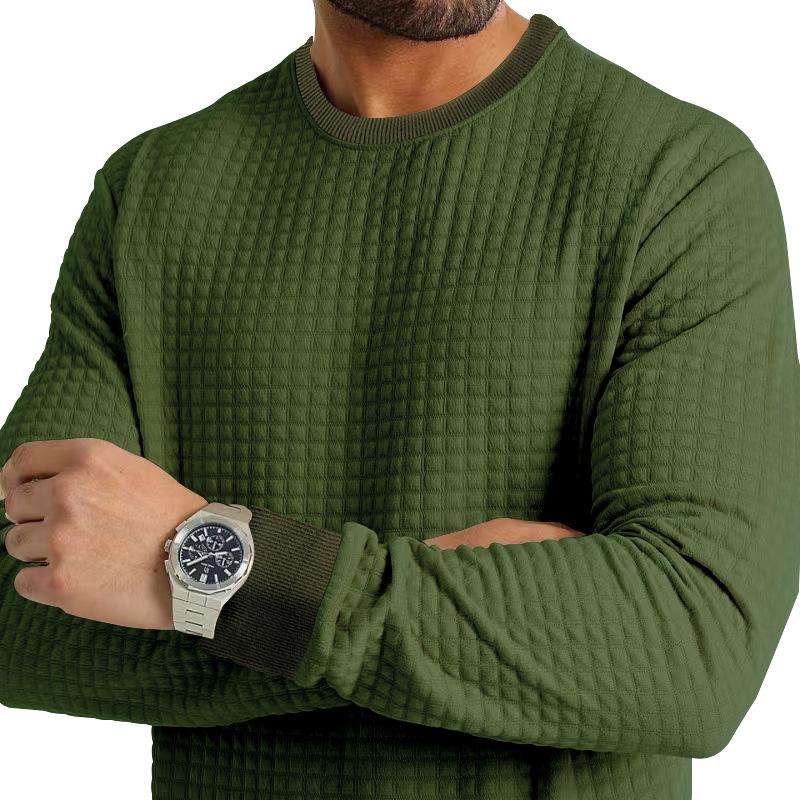 

Autumn and Winter Men s Long-sleeved T-shirt Solid Colour Round Neck Knit Shirt Slim Small Square Men s Internal Bottoming Shirt XXXL армія зелений колір