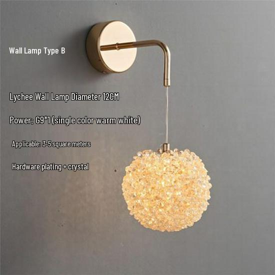 Luxury Crystal Pendant Light: Elegant Wrought Iron Hallway & Entrance Wall Lamp