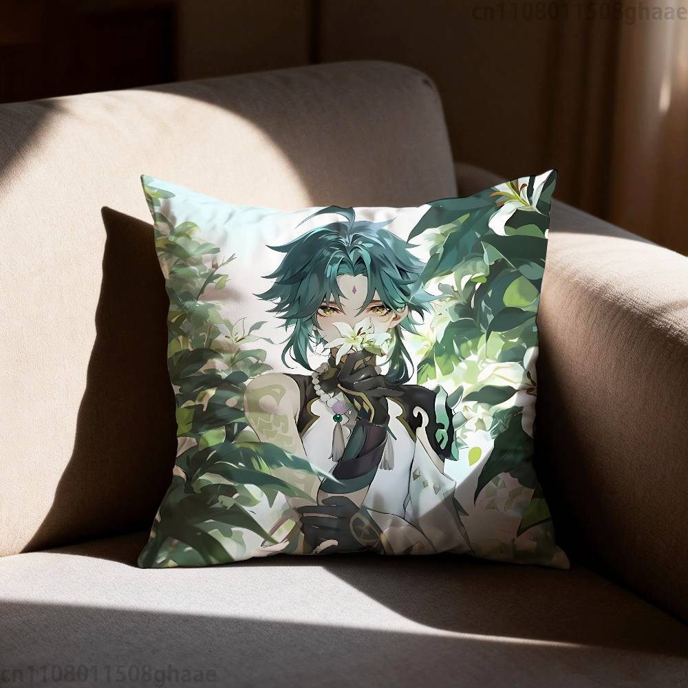 GGenshin Impact Xiao Pillow Case Sofa Living Room Bedroom Headboard Backrest Cushion Square Cushion Nap Time