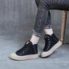 Women's High-Top Leather Retro Sneakers, Plus Velvet, Autumn 2023, Sizes 40-43.