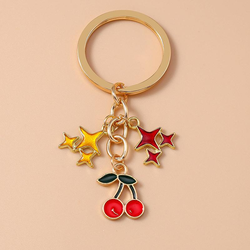 Cute Enamel Simulation Food Fruit Keychan Lemon Strawberry Key Ring for Women Girls Handbag Pendant DIY Jewelry Gift