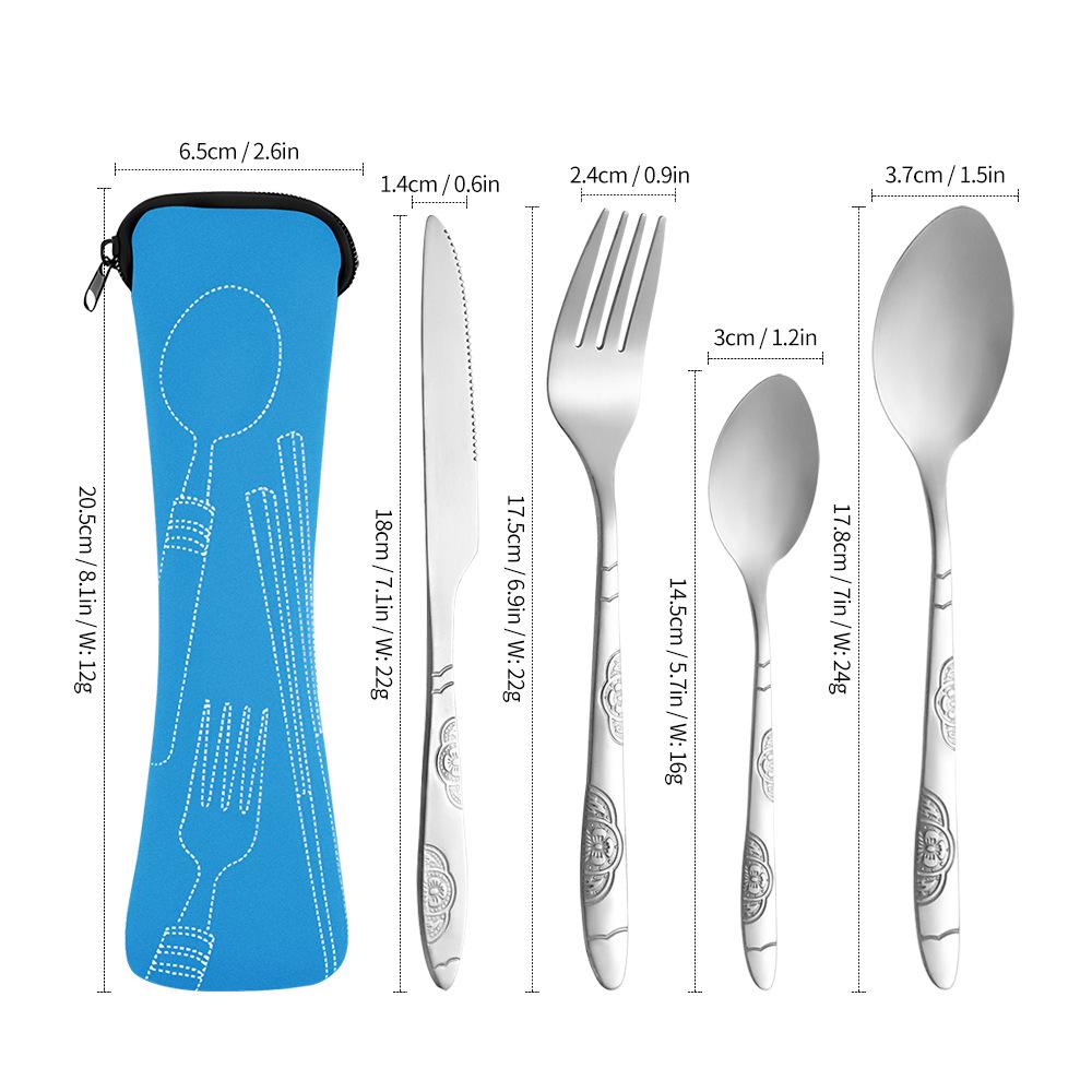 Compact Stainless Steel Cutlery Set: Spoon, Fork, Chopsticks, Knife - Ideal for Outdoor Travel