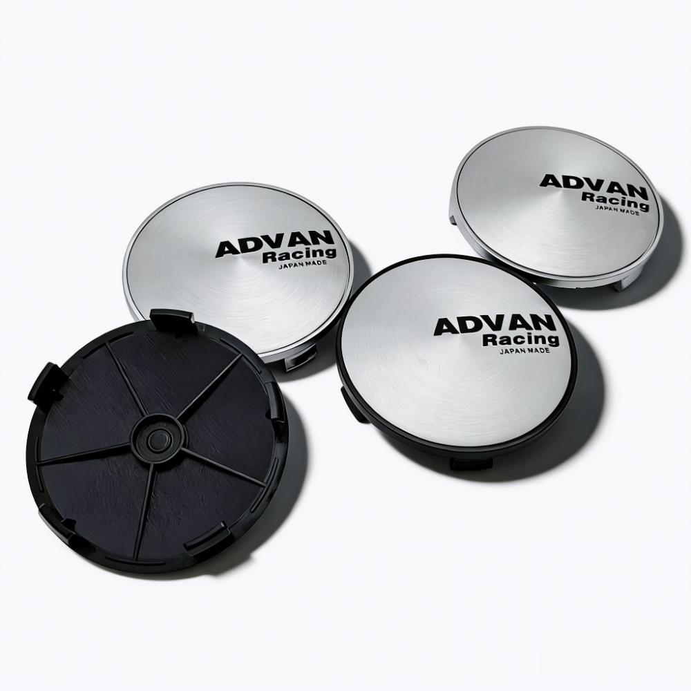 4pcs Silver Black Advan Racing Logo Emblem Car Wheel Center Caps 68MM 63MM Wheels Hub Cap Rim Hubcaps Dust Cover Car Accessories