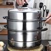 Stainless Steel Steamer Stackable Steaming Pot Convenient Kitchen Cookware Cooking Utensils Useful Stockpot for Home