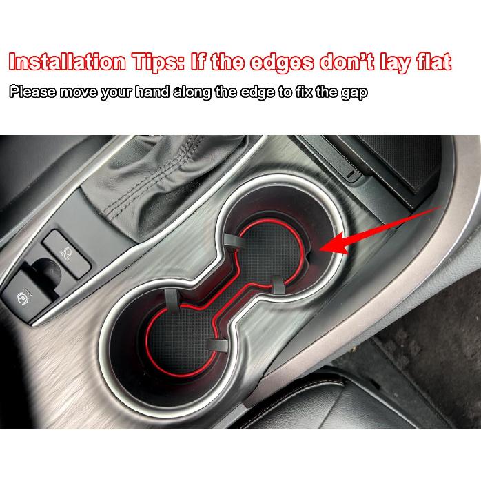 Cup Holder Coaster For Wrangler JL JLU 2018-2024 2025 Wrangler Accessories Gladiator JT -2025 Silicone Cup Erts Interior Mats Pad (Red Trim, 4-Pcs