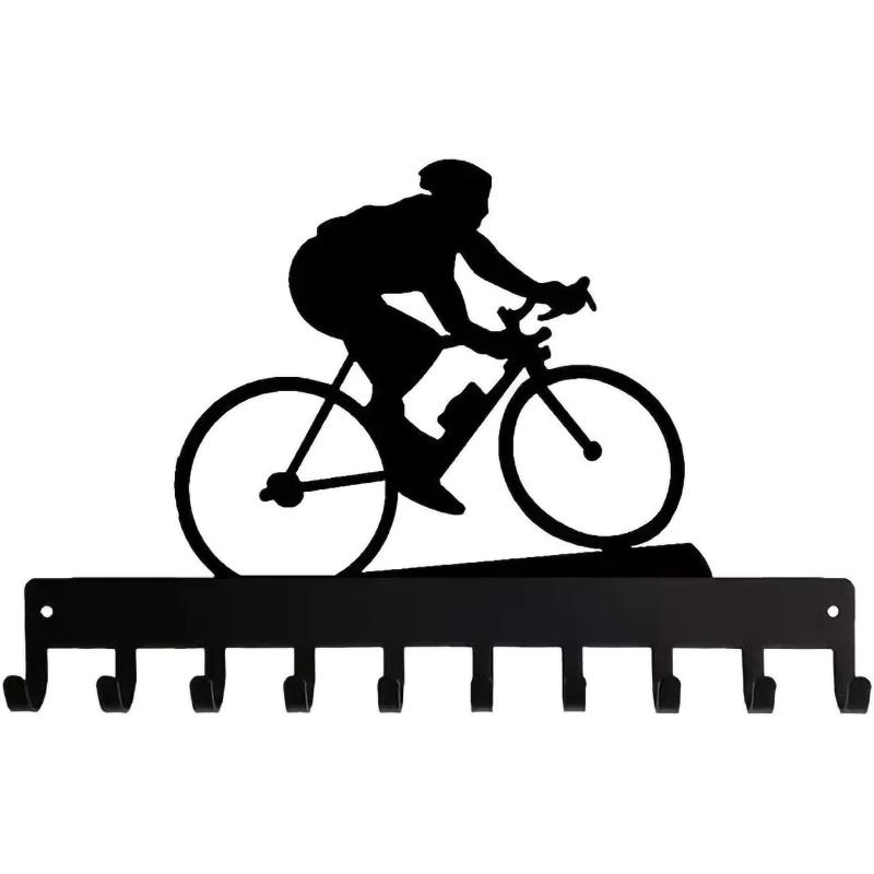 Věšák na cyklistické medaile s 10 háčky, kovový nástěnný dekor pro hrdé vystavování a organizaci vašich cyklistických úspěchů
