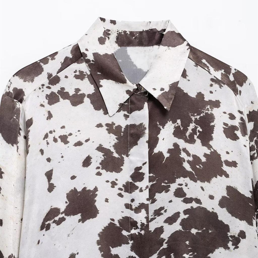 Haut de chemise polyvalent à imprimé animal pour femme printemps 2025