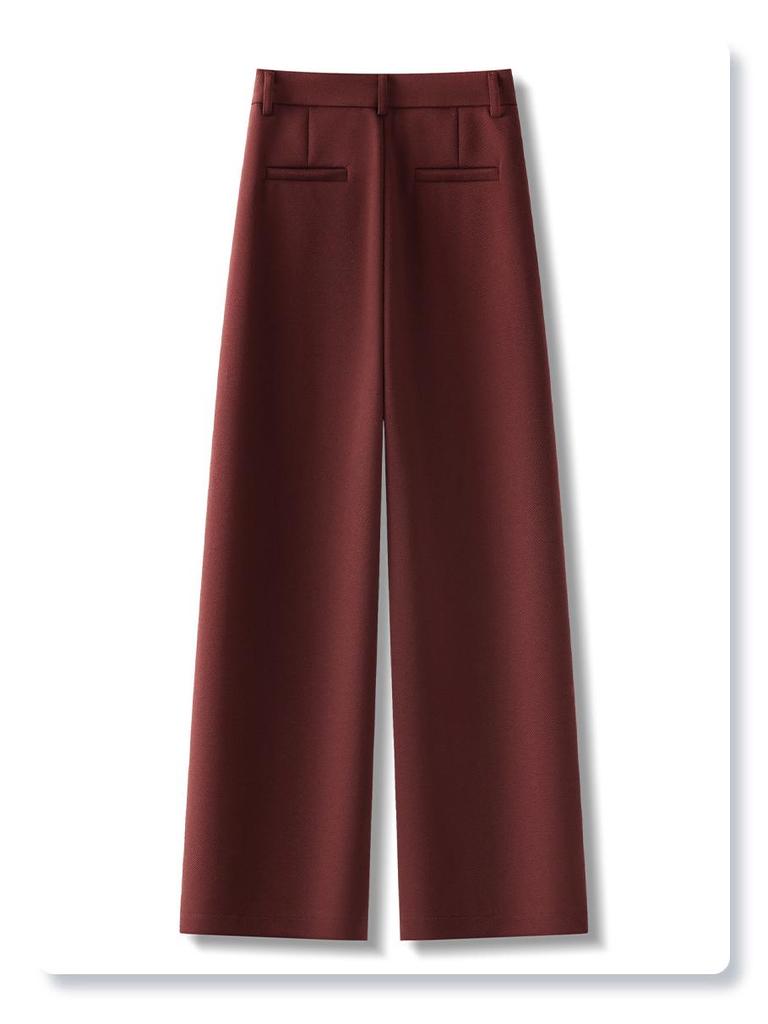 Women's Khaki High-Waisted Wool Wide-Leg Trousers - New 2024 Autumn/Winter Collection