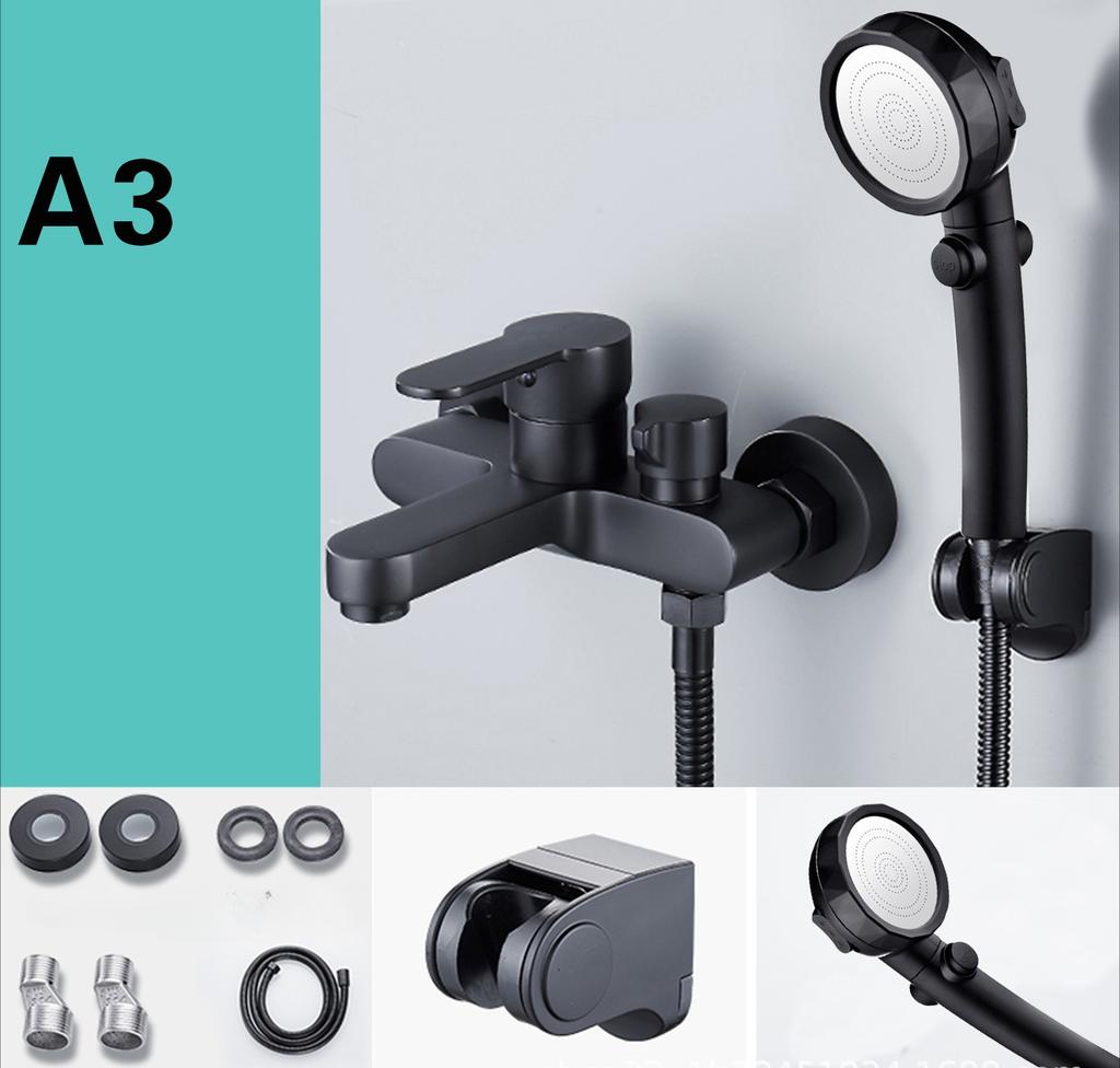 Bathtub Faucet Black Shower Faucet Mixing Valve Side-opening Triple Faucet Hot and Cold Mixer Faucet Bathroom Accessories